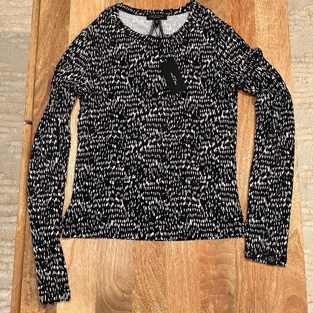 NWT- Rag & Bone Luca Printed Long Sleeve Top